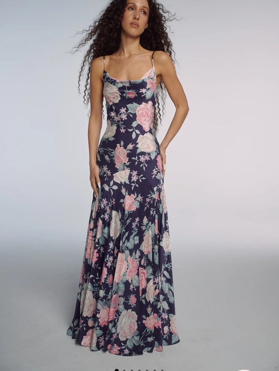 Selkie Dresses & Skirts - Selkie Navy Maxi Dress with Pink Rose Print